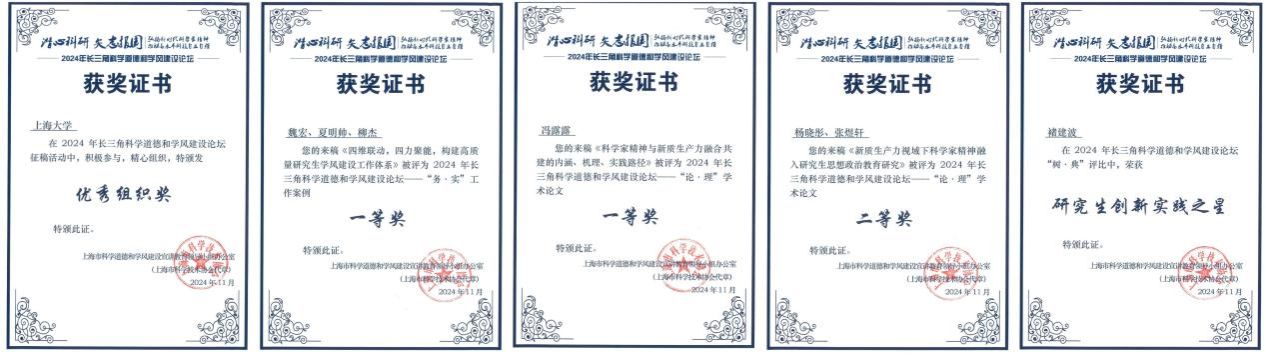 尊龙凯时师生在2024年长三角科学品德和学风建设论坛上荣获佳绩-尊龙凯时